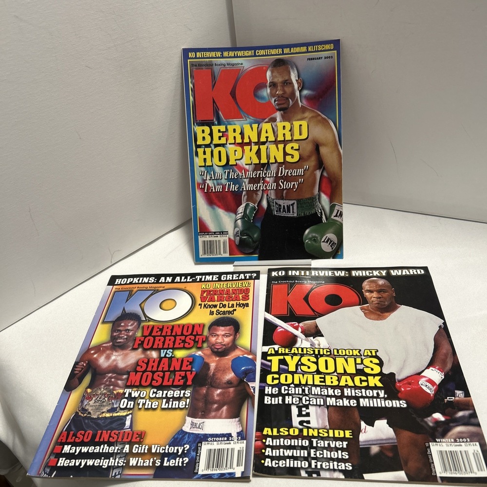 KO Magazine Lot of 3 February October Winter 2002 Boxing Tyson Hopkins